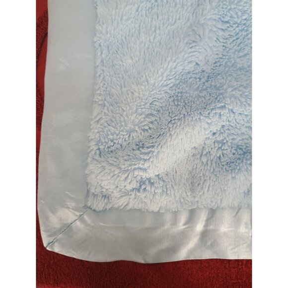 Little Giraffe Baby Blue Oversized Lovey Security Blanket Satin & Plush 15" X 15 - Picture 4 of 9